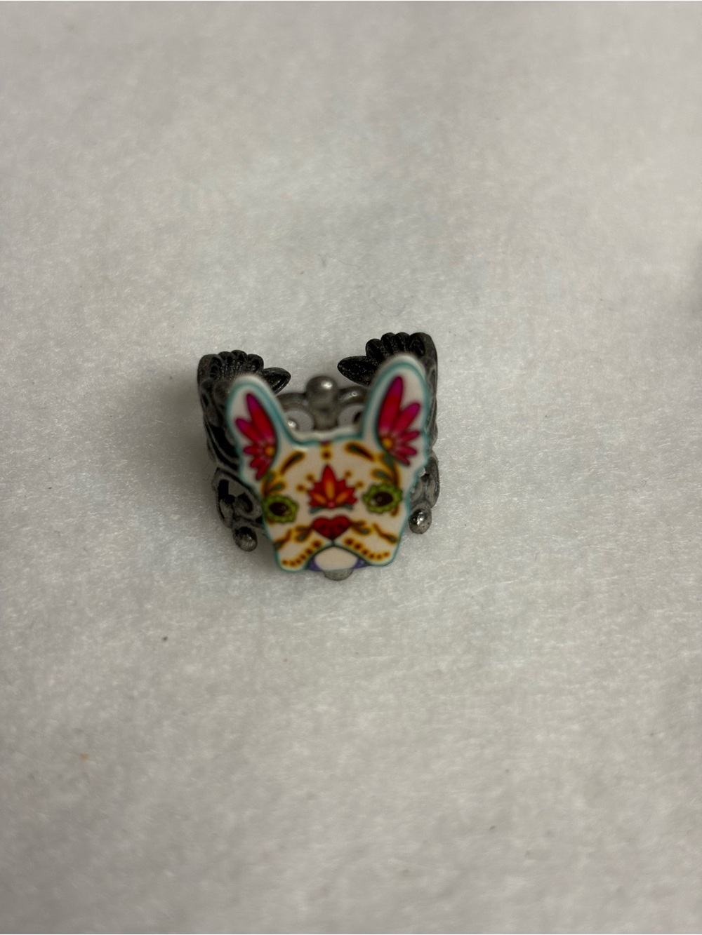 FRENCH BULLDOG Ring Day of the Dead Sugar Skull from Pretty in Ink Tattoo style